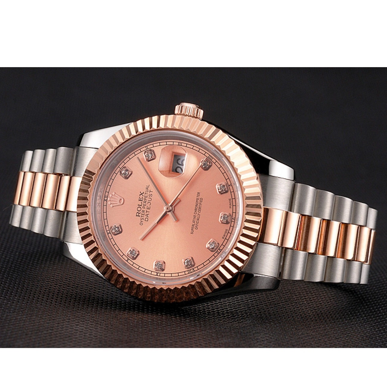 Rolex copies cheap Tone Swiss Bracelet Steel Rose Case Rolex Two Bezel Gold Dial And Stainless Datejust 0527